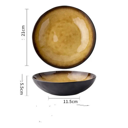 Retro Glazed Ceramic Bowl – Japanese Porcelain Noodle, Salad & Soup Bowl Style10 by Simple Homes