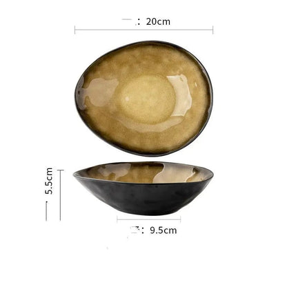 Retro Glazed Ceramic Bowl – Japanese Porcelain Noodle, Salad & Soup Bowl Style2 by Simple Homes