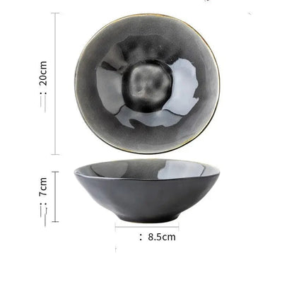 Retro Glazed Ceramic Bowl – Japanese Porcelain Noodle, Salad & Soup Bowl Style4 by Simple Homes