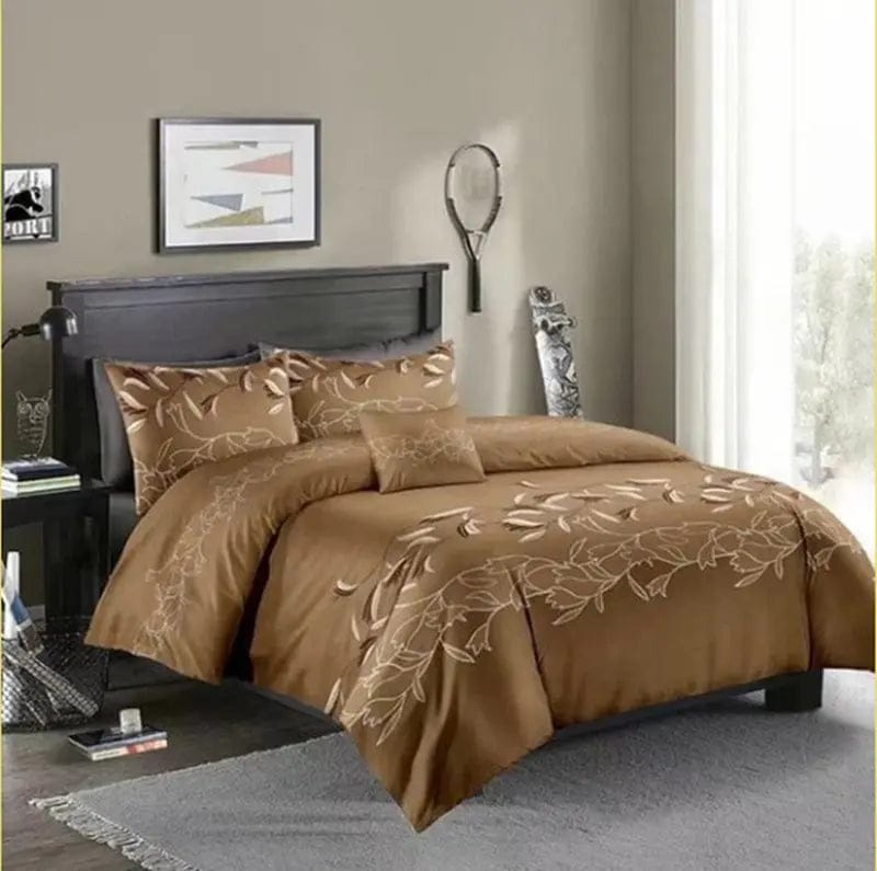 Rustic Charm Three-Piece Floral Bedding Set Coffee / 210x210 by Simple Homes