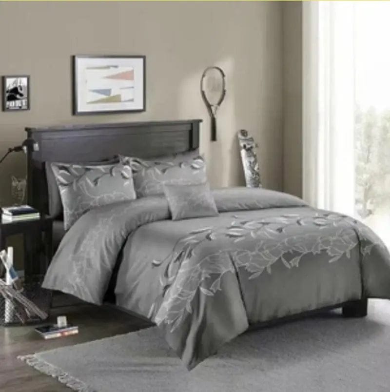 Rustic Charm Three-Piece Floral Bedding Set Grey / 210x210 by Simple Homes