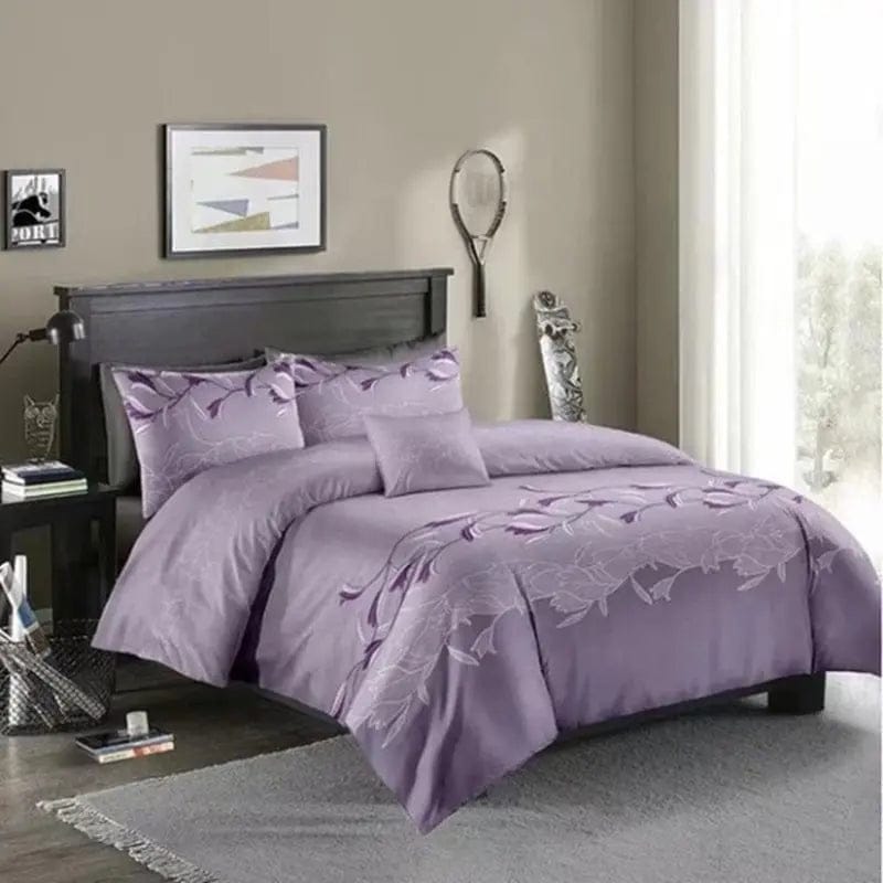 Rustic Charm Three-Piece Floral Bedding Set Purple / 210x210 by Simple Homes