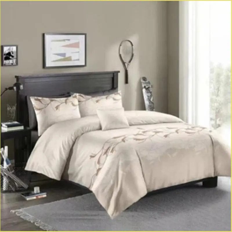 Rustic Charm Three-Piece Floral Bedding Set White / 210x210 by Simple Homes