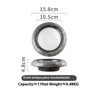 Rustic Rope-Handled Ceramic Bowl-Retro Artisan Collection Alpine Clouds by Simple Homes