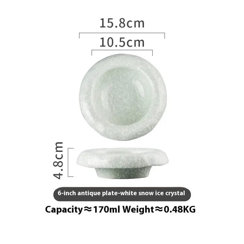 Rustic Rope-Handled Ceramic Bowl-Retro Artisan Collection Snow Crystal by Simple Homes