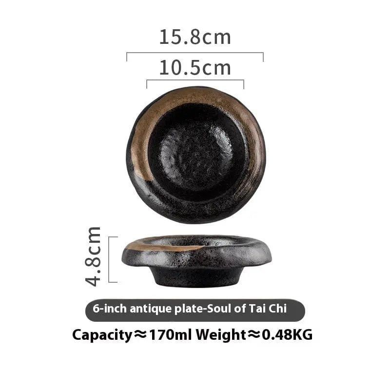 Rustic Rope-Handled Ceramic Bowl-Retro Artisan Collection The Soul Of Tai Chi by Simple Homes