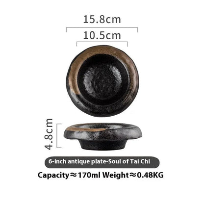 Rustic Rope-Handled Ceramic Bowl-Retro Artisan Collection The Soul Of Tai Chi by Simple Homes