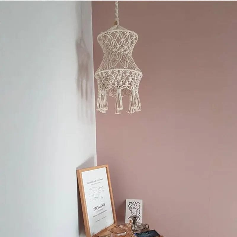 Rustic Tassel Light shade for Ceiling Lamp White / 75CM by Simple Homes