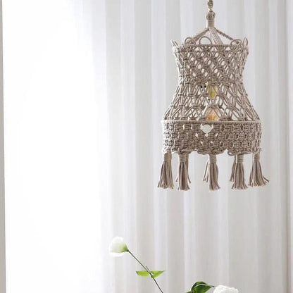 Rustic Tassel Light shade for Ceiling Lamp White / 75CM by Simple Homes