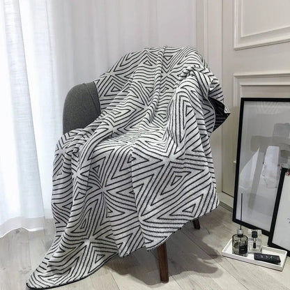 Scandi Lines – Modern Knit Throw Blanket Black white / 130x170cm by Simple Homes
