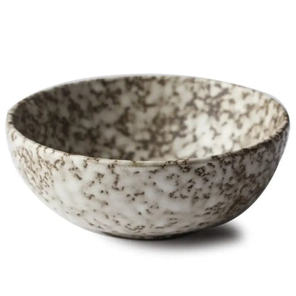 Snow in Stone – Glazed Ceramic Salad Bowl Snowflake Glaze Bowl by Simple Homes