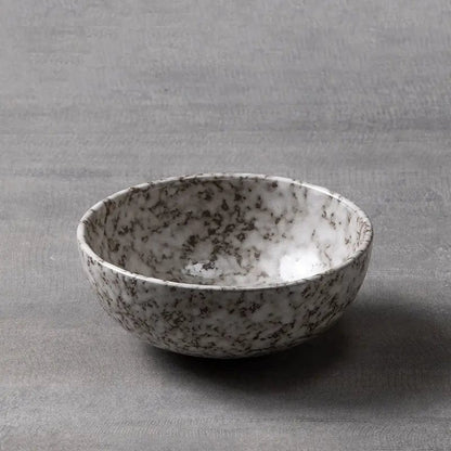 Snow in Stone – Glazed Ceramic Salad Bowl Snowflake Glaze Bowl by Simple Homes