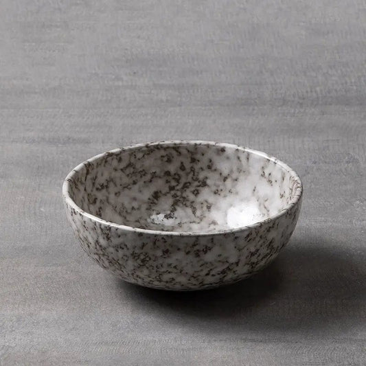 Snow in Stone – Glazed Ceramic Salad Bowl Snowflake Glaze Bowl by Simple Homes