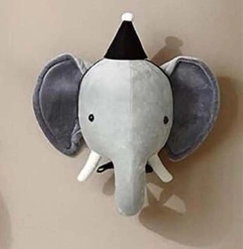 Soft Animal Wall Decor – Cotton Plush Heads for Kids' Rooms Elephant by Simple Homes