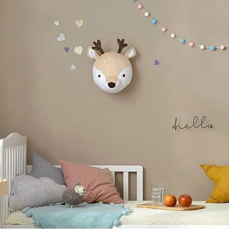 Soft Animal Wall Decor – Cotton Plush Heads for Kids' Rooms by Simple Homes