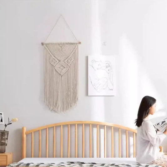 Solara Handwoven Boho Wall Tapestry Beige by Simple Homes