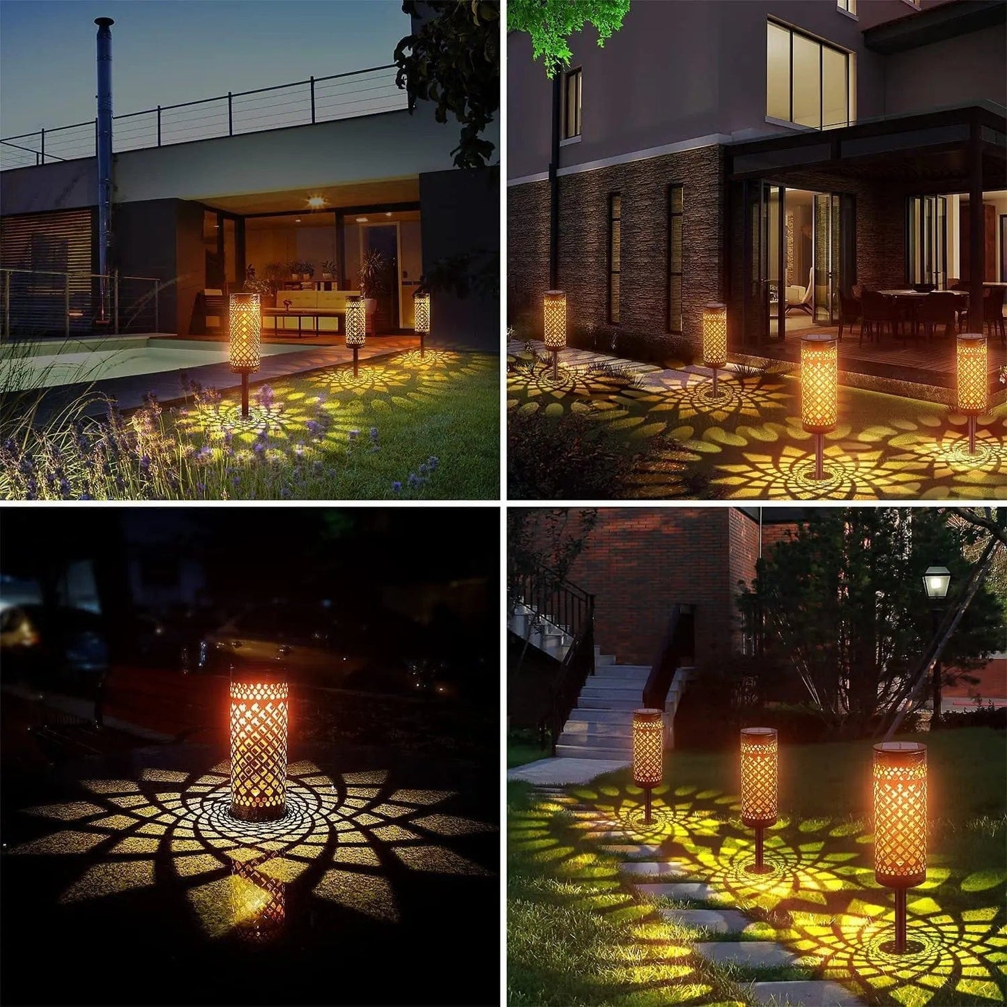 SolarGlow™ Decorative Metal Lawn Lamps – Waterproof Garden Lights Single Warm Light by Simple Homes