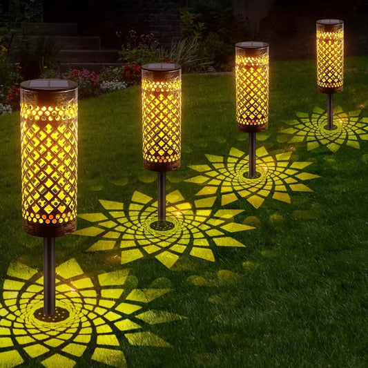 SolarGlow™ Decorative Metal Lawn Lamps – Waterproof Garden Lights Single Warm Light by Simple Homes