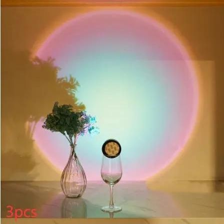 Sunset Projection LED Night Light – Modern Minimalist Cabinet & Room Lamp Rainbow / 1W / 3PCS by Simple Homes