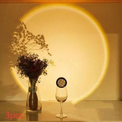 Sunset Projection LED Night Light – Modern Minimalist Cabinet & Room Lamp Warm / 1W / 3PCS by Simple Homes