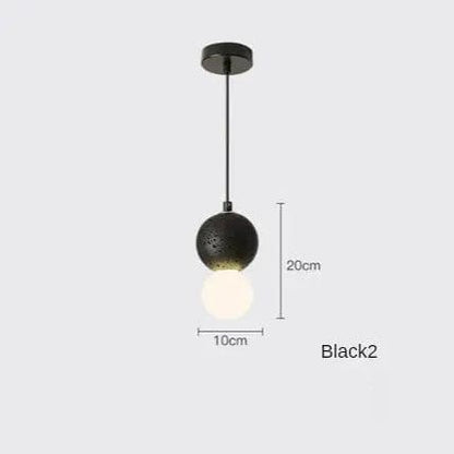Terra Duo Cement Pendant Light Black hole stone / White light by Simple Homes