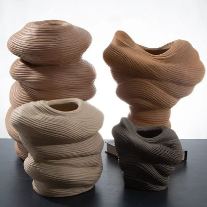 Terra Flow Ceramic Vase – Sculptural Handmade Collection by Simple Homes