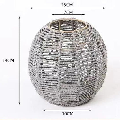 TerraGlow Woven Pendant Lamps – Handcrafted Paper String Shades XH22 009 Gray by Simple Homes