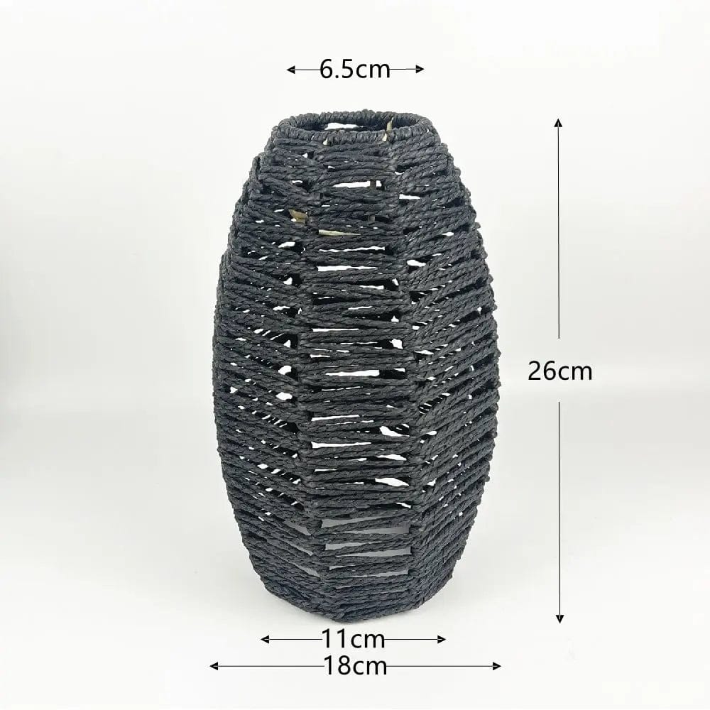 TerraGlow Woven Pendant Lamps – Handcrafted Paper String Shades XH22 014 Black by Simple Homes