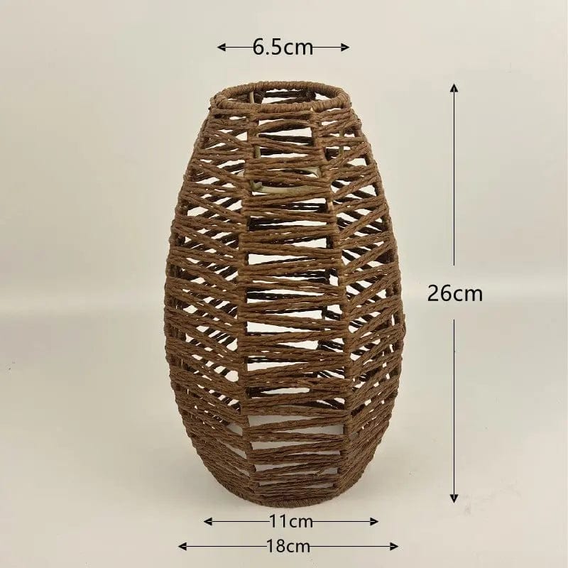 TerraGlow Woven Pendant Lamps – Handcrafted Paper String Shades XH22 014 Brown by Simple Homes