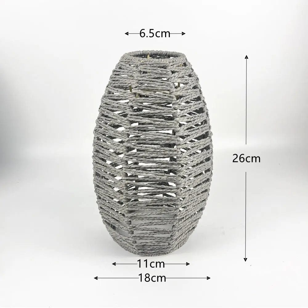 TerraGlow Woven Pendant Lamps – Handcrafted Paper String Shades XH22 014 Gray by Simple Homes