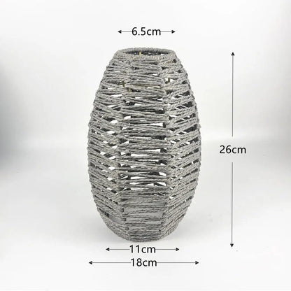 TerraGlow Woven Pendant Lamps – Handcrafted Paper String Shades XH22 014 Gray by Simple Homes