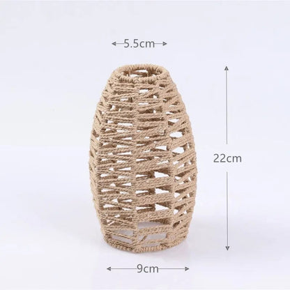 TerraGlow Woven Pendant Lamps – Handcrafted Paper String Shades XH22 015 by Simple Homes