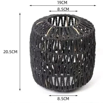 TerraGlow Woven Pendant Lamps – Handcrafted Paper String Shades XH22 017 Black by Simple Homes