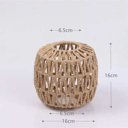 TerraGlow Woven Pendant Lamps – Handcrafted Paper String Shades XH22 018 by Simple Homes