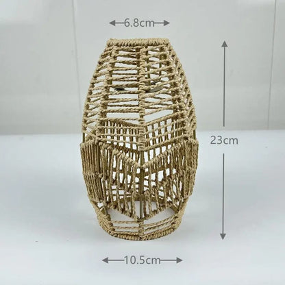 TerraGlow Woven Pendant Lamps – Handcrafted Paper String Shades XH22 039 by Simple Homes