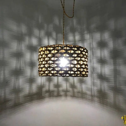 TerraWeave™ Bamboo Rattan Chandelier – Handwoven Pendant Light for Cozy Interiors Yellow by Simple Homes