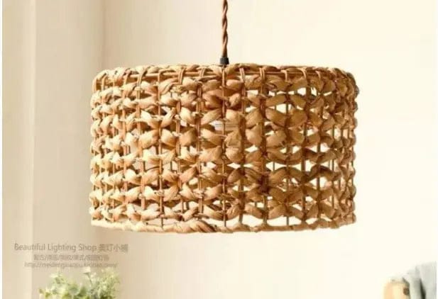 TerraWeave™ Bamboo Rattan Chandelier – Handwoven Pendant Light for Cozy Interiors Yellow by Simple Homes