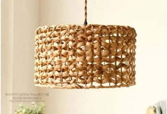 TerraWeave™ Bamboo Rattan Chandelier – Handwoven Pendant Light for Cozy Interiors Yellow by Simple Homes