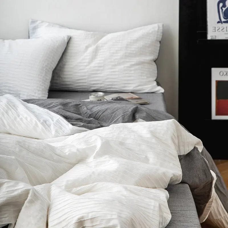 The Serene Weave Bedding Set Dark Grey / Flat sheet / A by Simple Homes