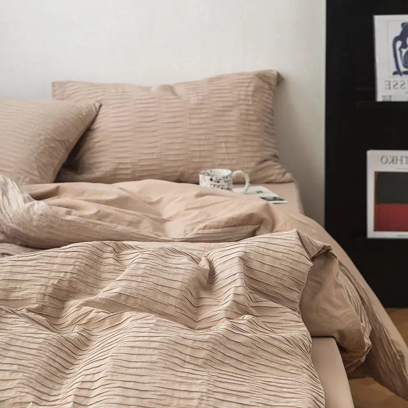 The Serene Weave Bedding Set Khaki / Flat sheet / A by Simple Homes