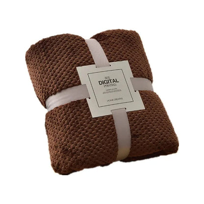 Thick Coral Fleece Blanket – Ultra-Soft Pineapple Texture Throw Coffee / 180x200cm by Simple Homes