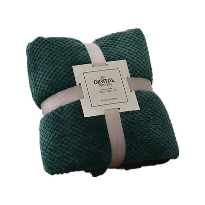 Thick Coral Fleece Blanket – Ultra-Soft Pineapple Texture Throw Dark green / 200x230cm by Simple Homes