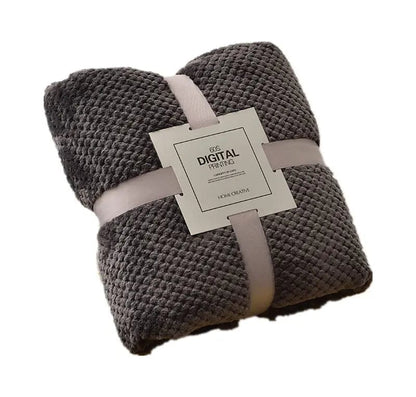 Thick Coral Fleece Blanket – Ultra-Soft Pineapple Texture Throw Dark Grey / 200x230cm by Simple Homes