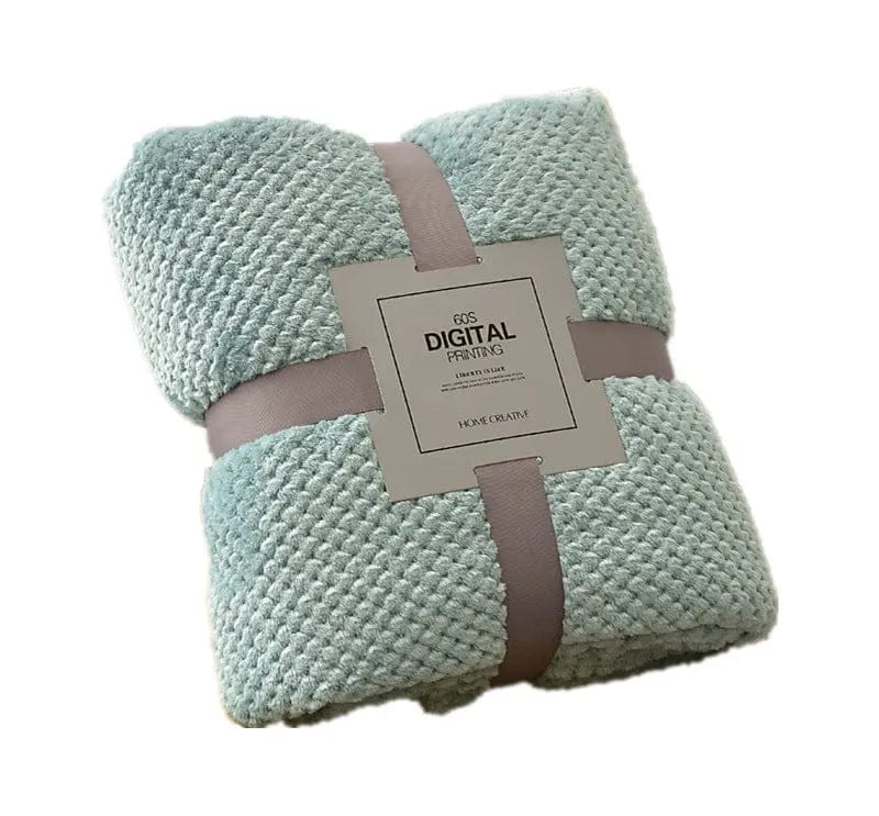 Thick Coral Fleece Blanket – Ultra-Soft Pineapple Texture Throw Light Blue / 150x200cm by Simple Homes