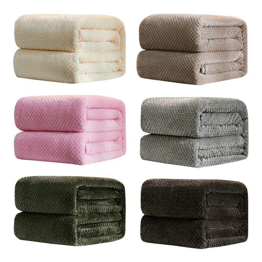 Thick Coral Fleece Blanket – Ultra-Soft Pineapple Texture Throw by Simple Homes