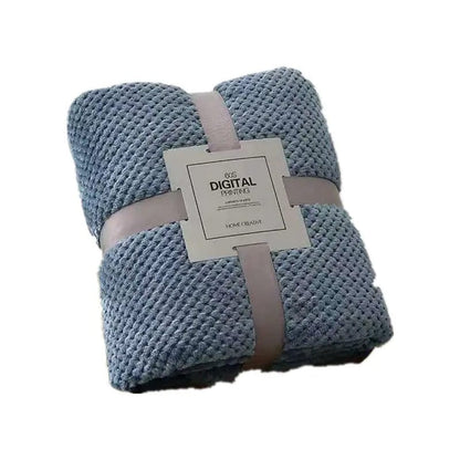 Thick Coral Fleece Blanket – Ultra-Soft Pineapple Texture Throw Sky Blue / 200x230cm by Simple Homes