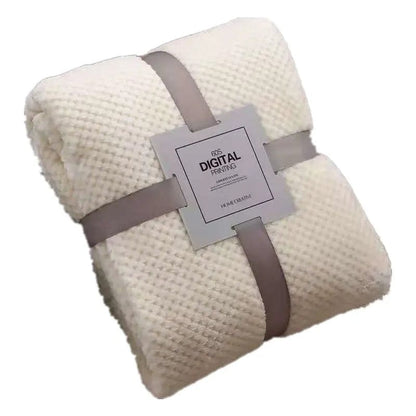 Thick Coral Fleece Blanket – Ultra-Soft Pineapple Texture Throw White / 100x150cm by Simple Homes