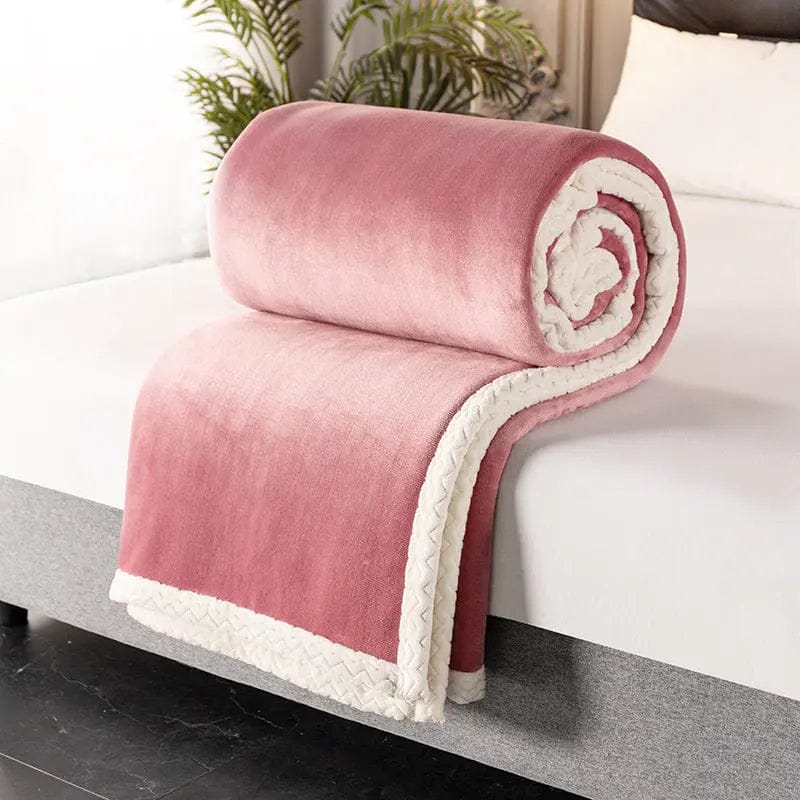 Ultra-Soft Double Fleece Blanket – Thick Coral Flannel for All-Season Comfort by Simple Homes