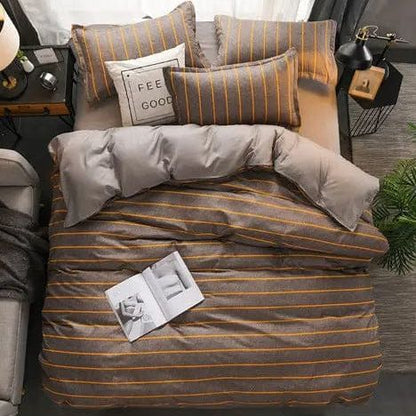 Urban Grid – 3 or 4-Piece Soft Cotton-Blend Bedding Set Orange / 2.2m by Simple Homes