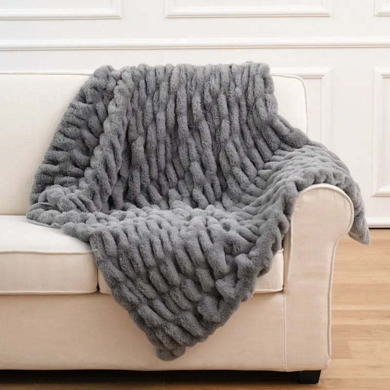 VelvetNest Faux Fur Throw Blanket Light Grey / 127cmx152cm by Simple Homes